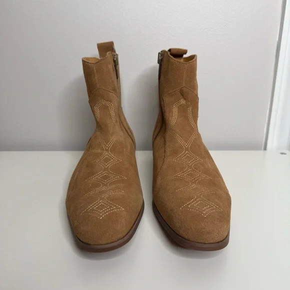 Dingo Men’s Tan Brooks Embroidered Round Toe Zip Up Boots Ankle - 10.5 - Picture 3 of 12